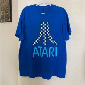Atari T Shirt Video Game Tee Short Sleeve Blue with Atari Logo Size XL